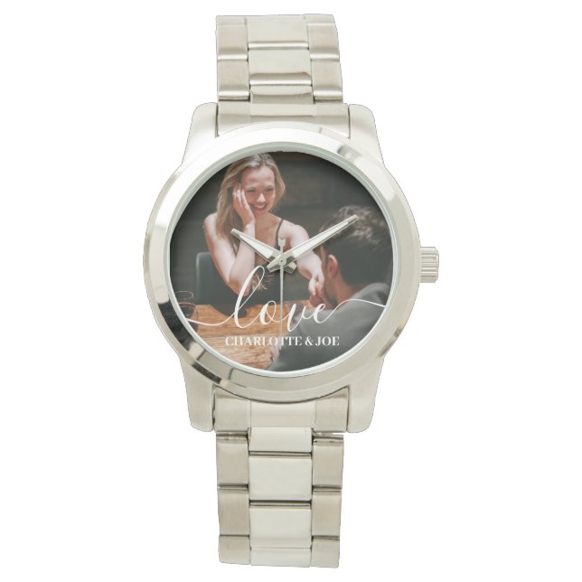 Love valentine's day Personalized Couples Photo Watch (Front)