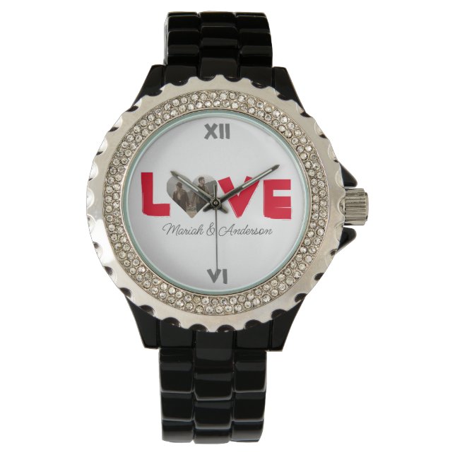 Love valentine's day Personalized Couples Photo Watch (Front)