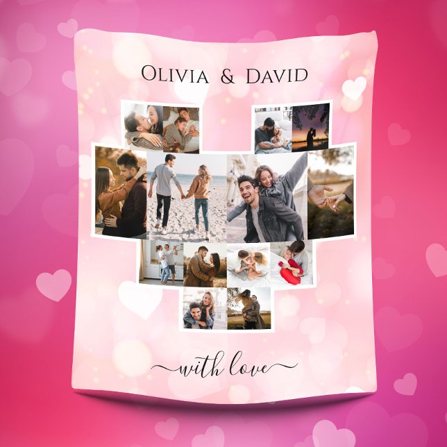 Love Valentine's Day Photo Collage  Fleece Blanket (Creator Uploaded)