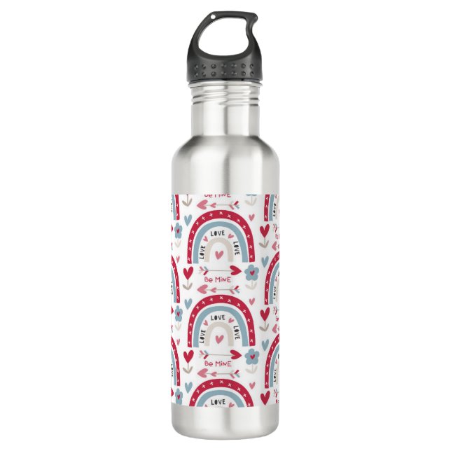 Love Valentines Day Rainbow    710 Ml Water Bottle (Front)