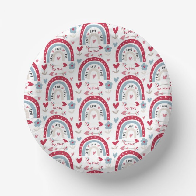Love Valentines Day Rainbow    Paper Plate (Front)
