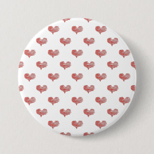 Love Valentine's Day Red Heart Sketch 3 Inch Round Button