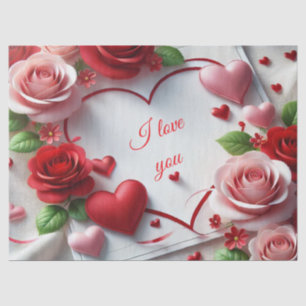Love Valentine's Day Roses Tissue Paper