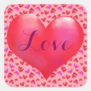 Love, Valentine's Day Square Stickers, Glossy Sticker