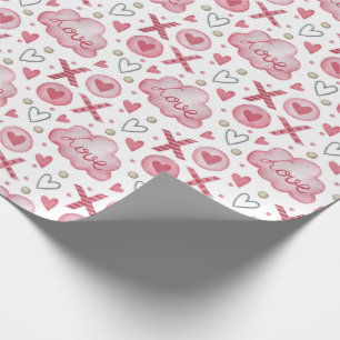 Love Valentines, hearts, clouds hugs and kisses Wrapping Paper
