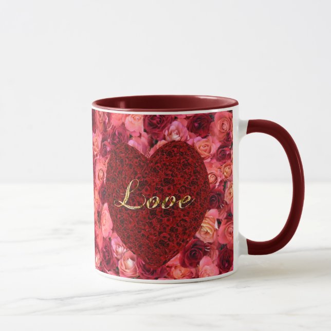 Love/Valentine's mug with roses. (Right)