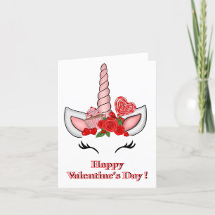 Love Valentine's Unicorn Thank You Card