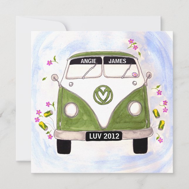 Love Van personalized wedding invitation (Front)