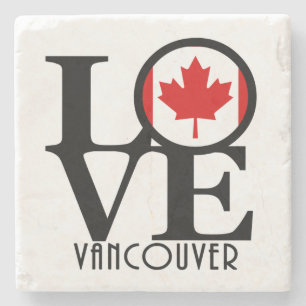 LOVE Vancouver (Canada Flag) Stone Coaster