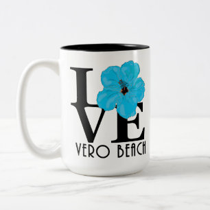 LOVE Vero Beach Blue Hibiscus 15oz Two-Tone Coffee Mug