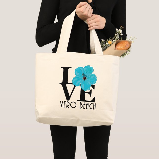 LOVE Vero Beach Florida Large Tote Bag (Front (Product))