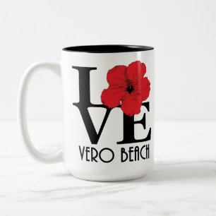 LOVE Vero Beach Red Hibiscus 15oz Two-Tone Coffee Mug