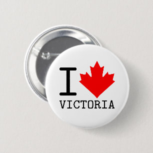 Love Victoria, British Columbia Canada Maple Leaf 2 Inch Round Button
