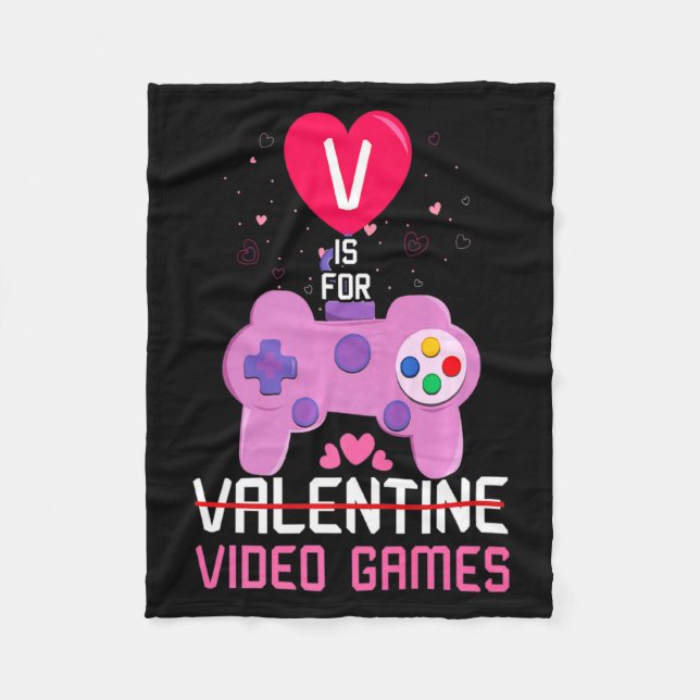 Love Video Game Gamer Gaming Hearts Day Happy Vale Fleece Blanket (Front)