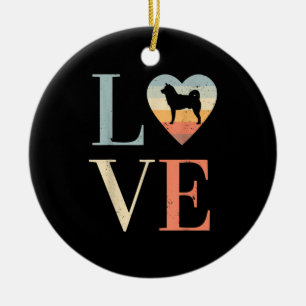 Love Vintage Siberian Husky Gift Valentines gift Ceramic Ornament