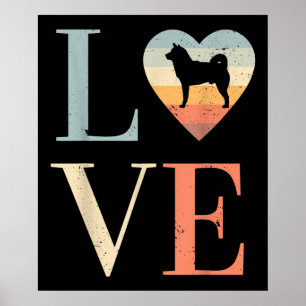 Love Vintage Siberian Husky Gift   Valentines gift Poster