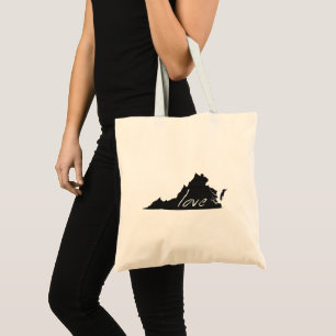 Love Virginia Shaped Black Chalkboard Background Tote Bag