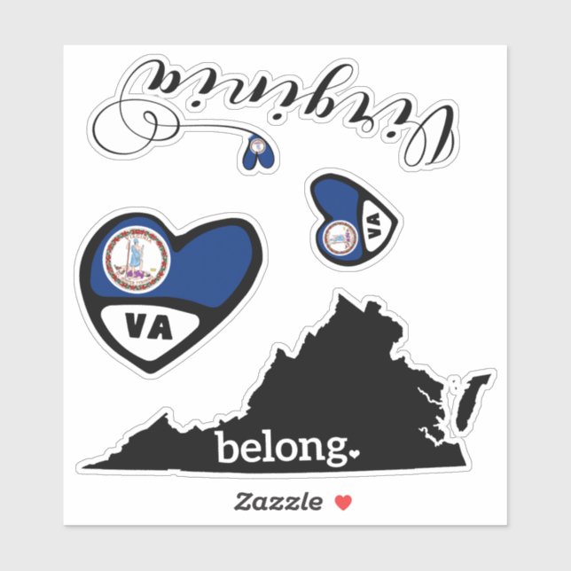 Love Virginia, Sheet of Die Cut Stickers (Sheet)