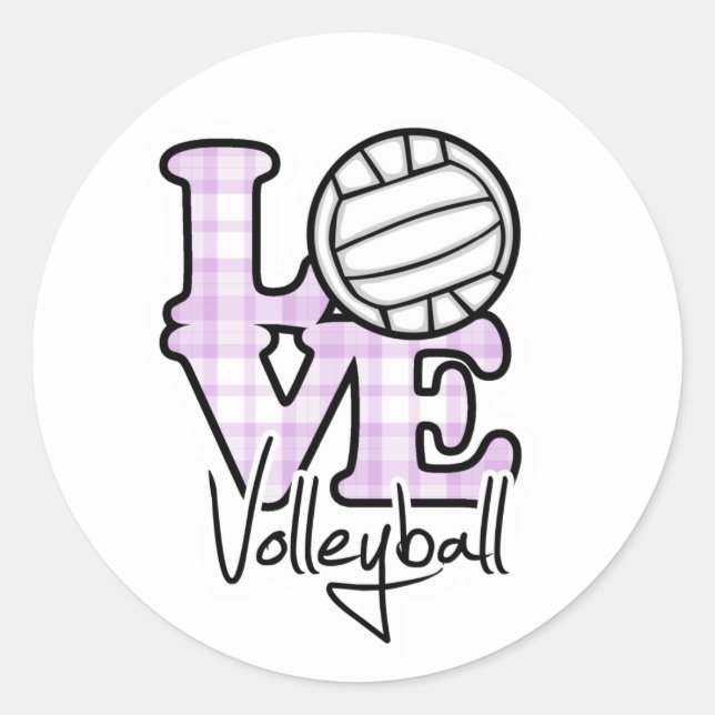 Love Volleyball Classic Round Sticker (Front)
