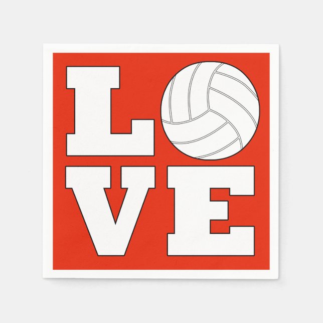 LOVE Volleyball Custom Colour Party Napkins (Front)