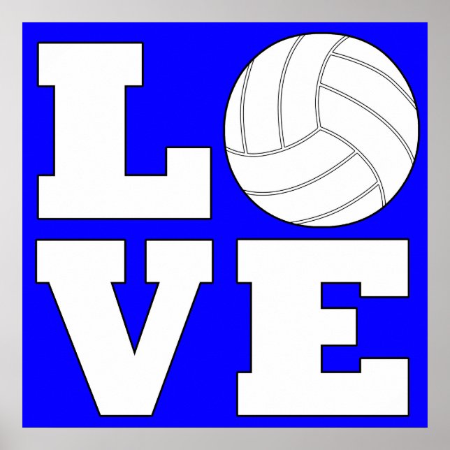 LOVE Volleyball Custom Colour Square Poster (Front)