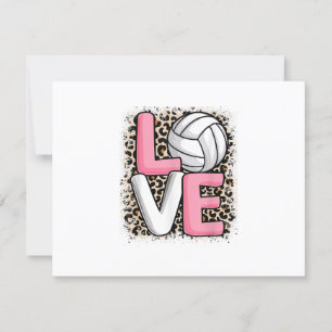 Love Volleyball Leopard Print Women Girls Volleyba RSVP Card