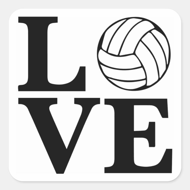 LOVE Volleyball Square Sticker (Front)