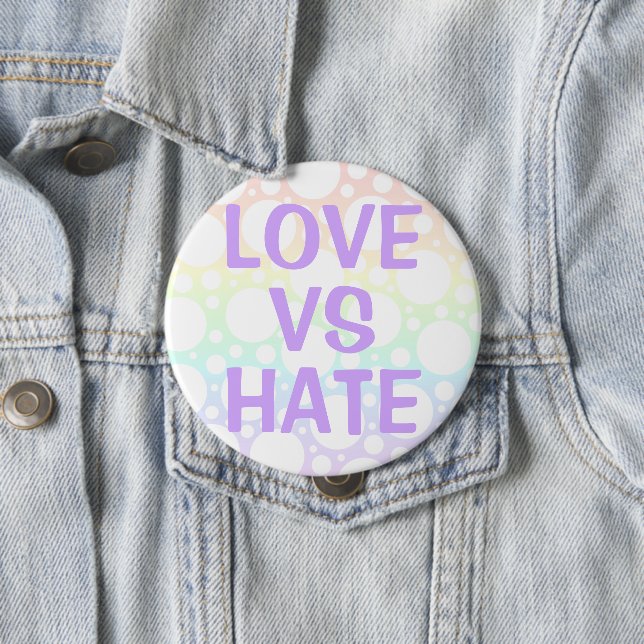 Love Vs Hate Polka Dot Rainbow Button (In Situ)