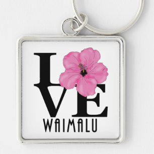 LOVE Waimalu Pink Hibiscus Keychain