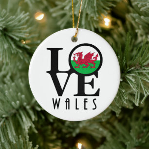 LOVE Wales Ceramic Ornament