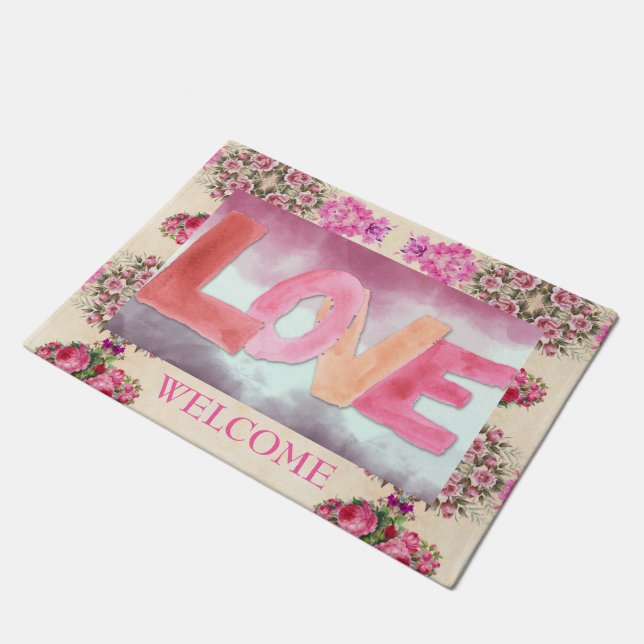 Love:WaterColor Doormat (Angled)