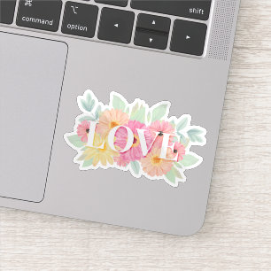 Love watercolor floral sticker