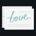 Love Watercolor Modern Gay Wedding Invitations<br><div class="desc">Turquoise watercolor lettering of "love",  wedding invitation with a modern style.  Names over painted "love" lettering.  In honour of the US supreme court ruling on marriage equality! Love is Love!</div>