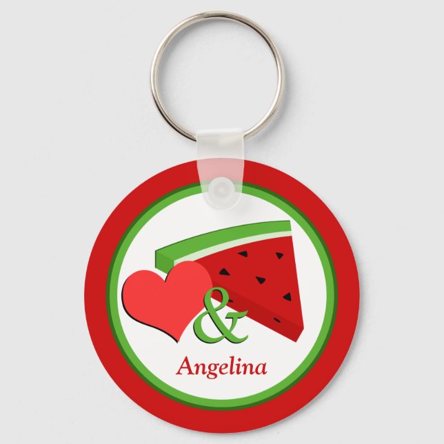 Love & Watermelon - Personalized Basic Keychain (Front)