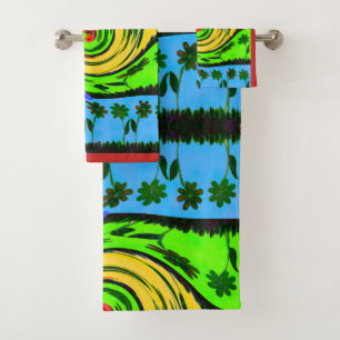 Love Wave: Floral Sunset Serenity Beach Themed Art Bath Towel Set