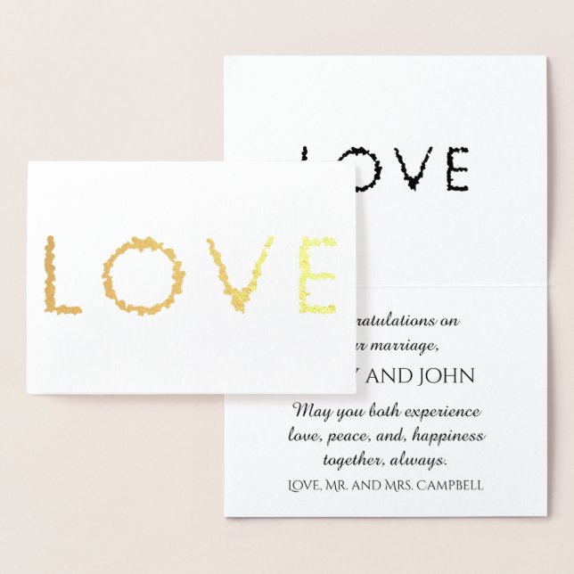 Love wedding congratulations gold foil card (Display)