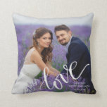 LOVE Wedding Photo Monogram Keepsake Throw Pillow<br><div class="desc">Easy upload of your photo into a full-bleed design and titled with the word LOVE in a modern, handwritten script font. You can change the colour or placement of the white text to better coordinate with your photo if needed. (PHOTO TIP: For fastest/best results, choose a photo with the subject...</div>