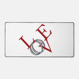 Love Wedding Rings Design Desk Mat