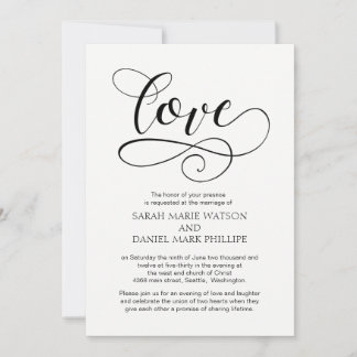 Love Wedding Typography Elegant Script Invitation