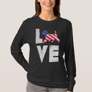 Love West Highland Terrier Westie Us American Flag T-Shirt