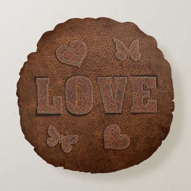Love Western Style Round Pillow (Front)