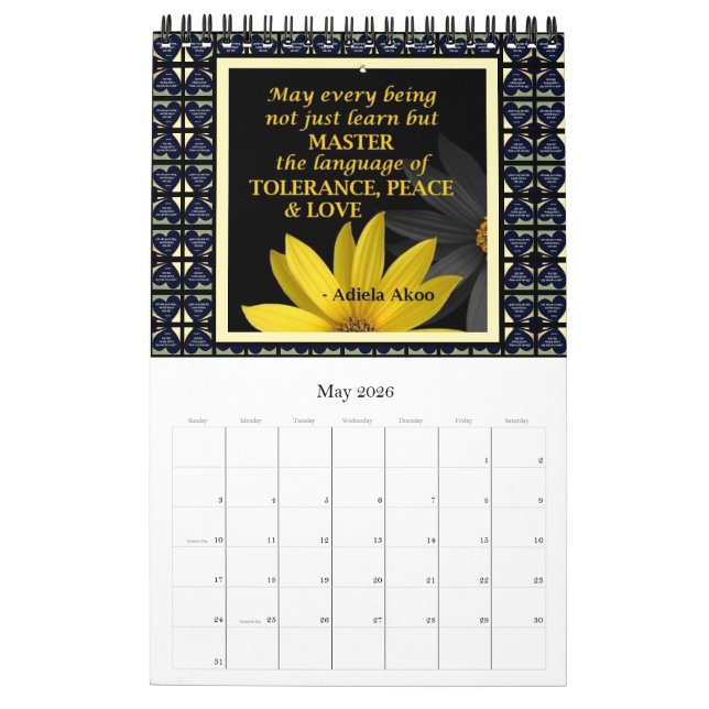 LOVE What U're Doing Calendar by Poet Adiela Akoo (May 2026)