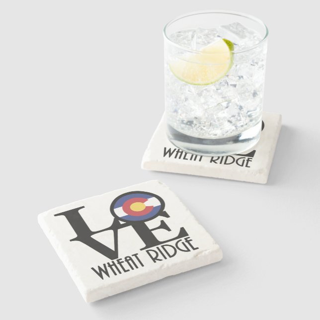 LOVE Wheat Ridge Colorado Stone Coaster (Side)