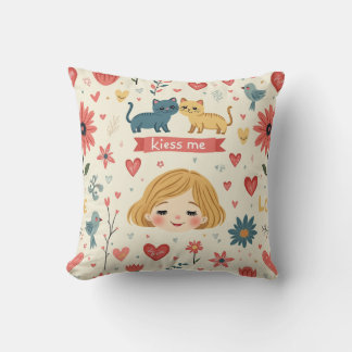 Love & Whiskers  Throw Pillow