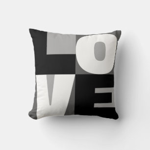 Love White And Black Clean-Cut Letter Art Design Throw Pillow