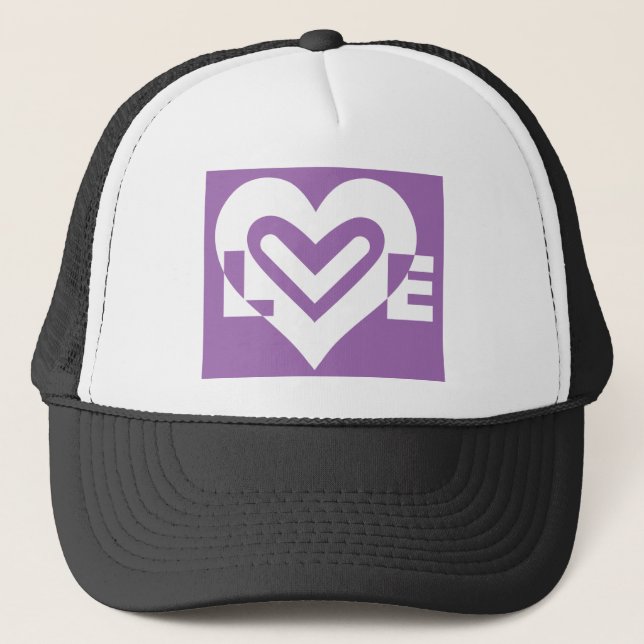 Love White and Purple Trucker Hat (Front)