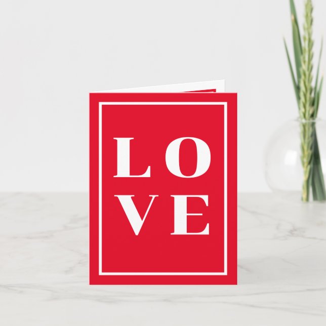 Love White Border Red Greeting Card (Front)