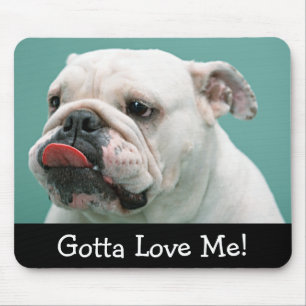 Love White English Bulldog Puppy Dog Mousepad
