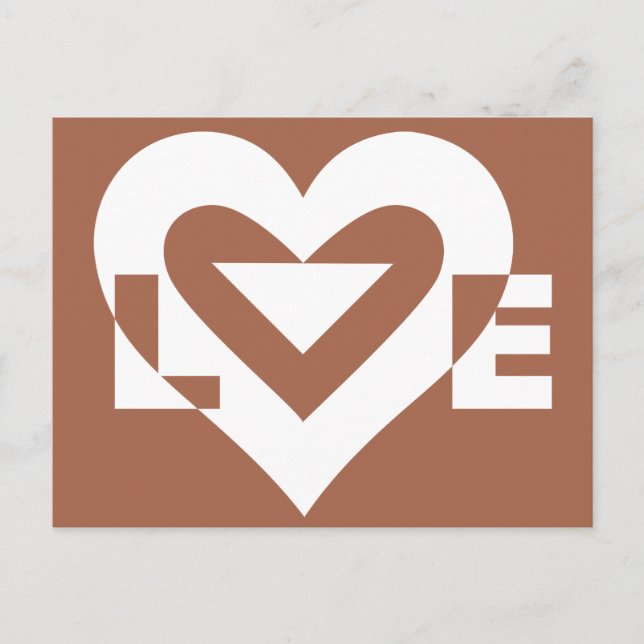 Love White on Brown Postcard (Front)