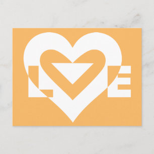 Love White on Orange Postcard